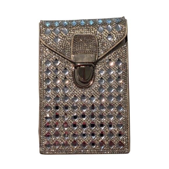 Gold Rhinestone Small Document Carry Purse - Picture 3 of 5